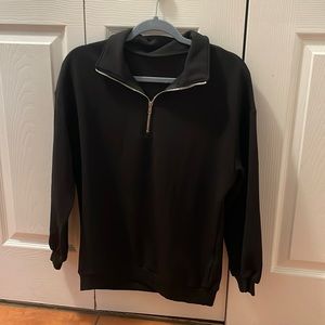 Shein EZwear Half Zip Drop Shoulder Sweatshirt Black/ XS